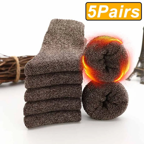 5 Pairs Winter Warm Men’s Socks Wool Male Women Socks Super Thicker