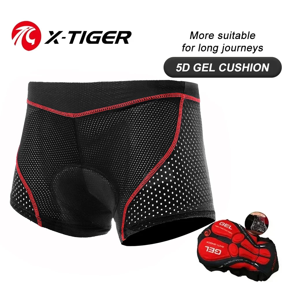 X-TIGER Men's Cycling Underwear Shorts 5D Cushion Race Athletic Shorts