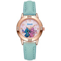New Cartoon Pattern Stitch Girls Watches for Kids Leather Strap