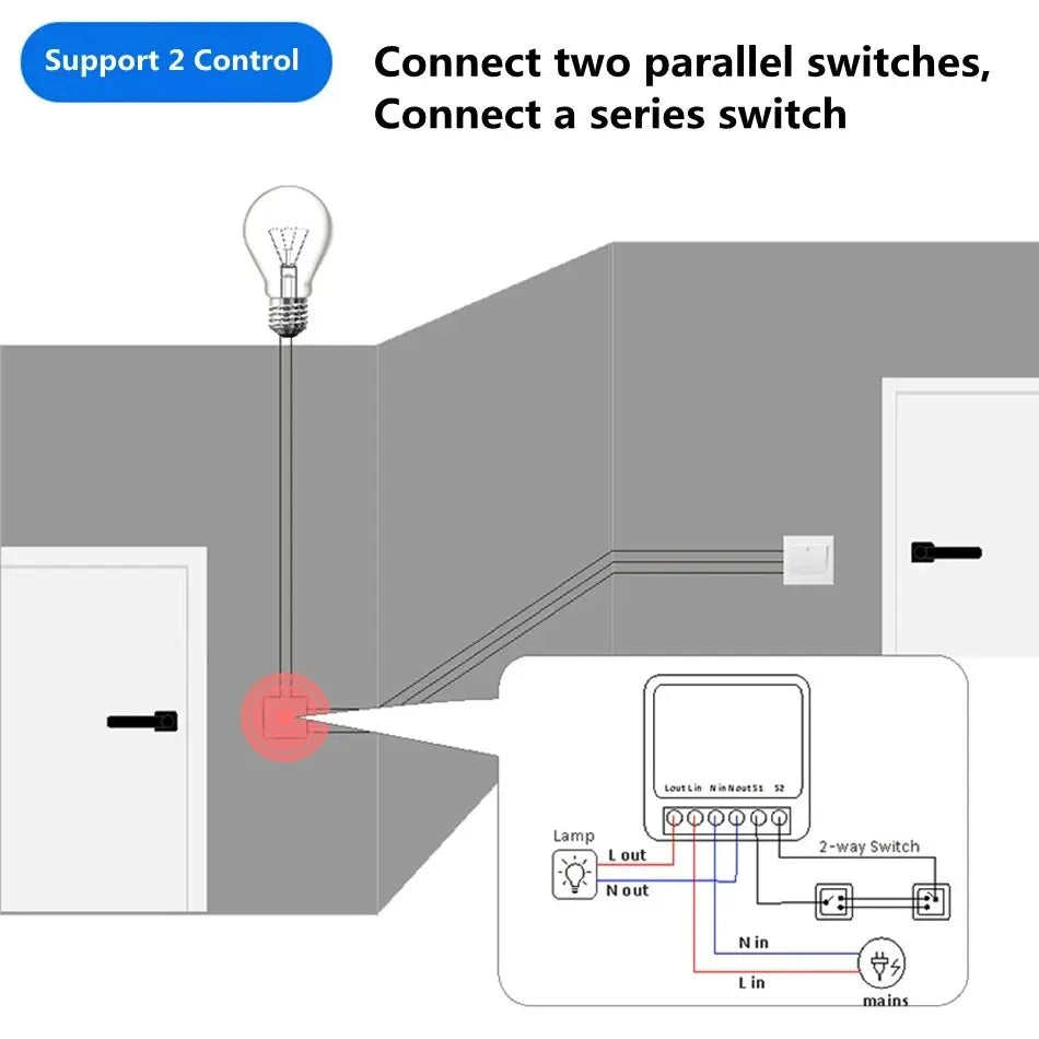Tuya Mini 16A WiFi Switch Smart Life App 2 Way Control Smart Home