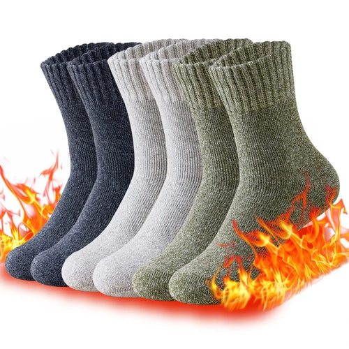 3 Pairs Winter Thick Warm Men’s Wool Socks Outdoor Thermal