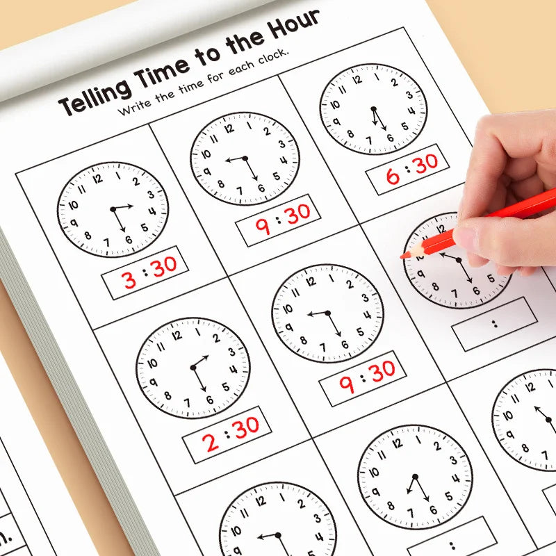Kids Telling Time Workbook, Early Educational Clock Learning Book, Fun