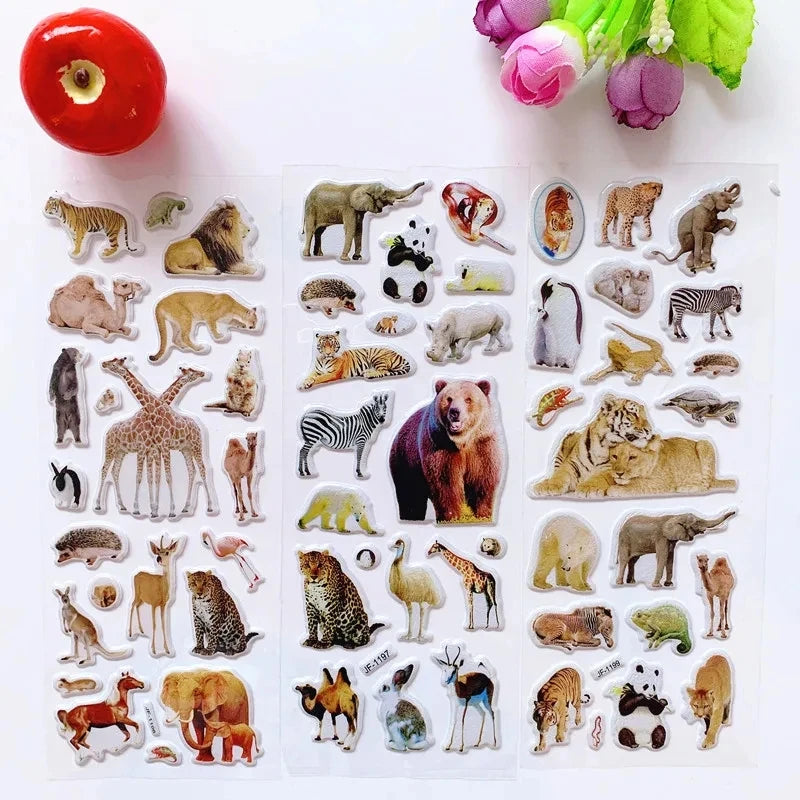 10 Sheets 3D Puffy Stickers Animals Bulk Stickers Scrapbook Decoration