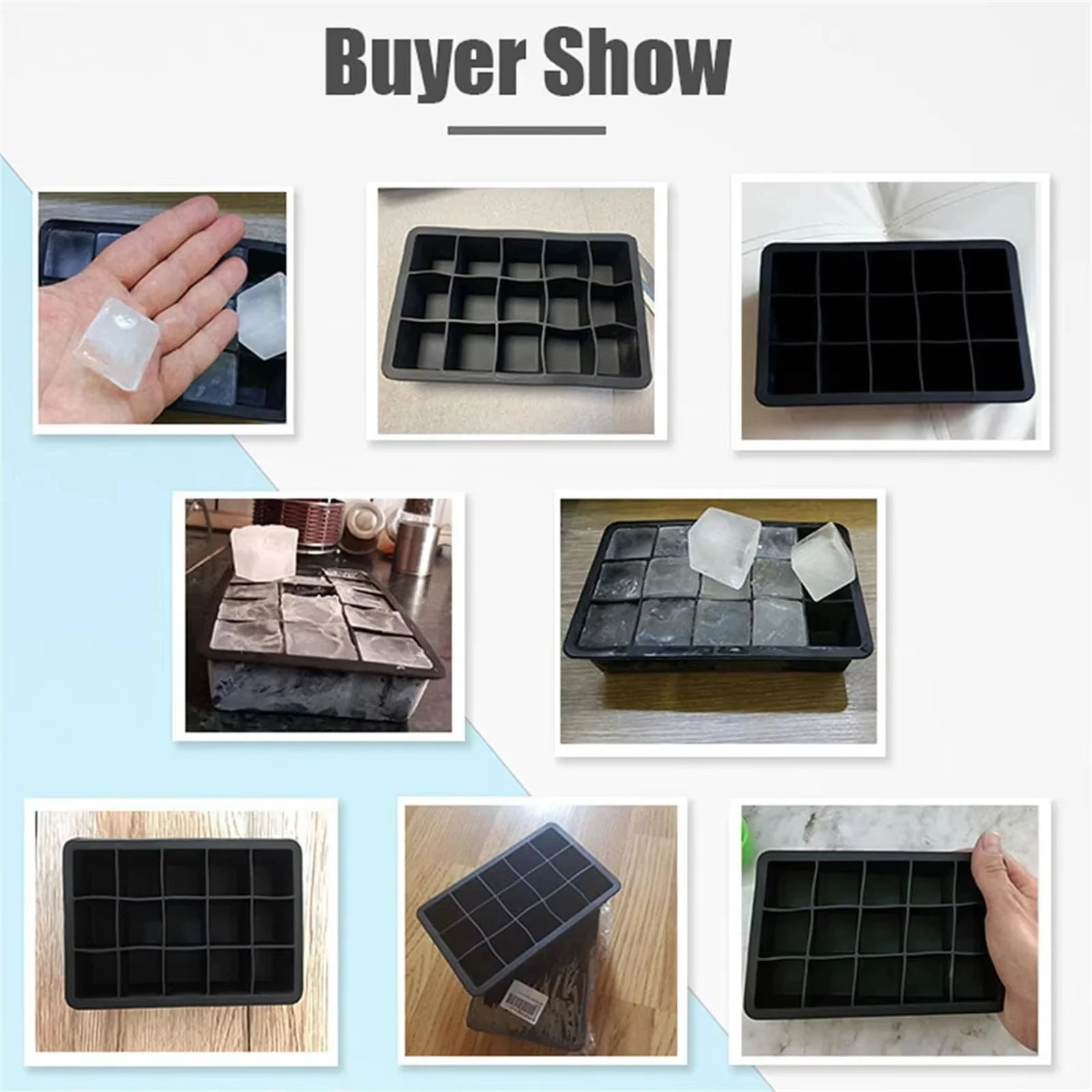 Silicone Ice Cube Tray 4/6/15 Square Ice Cube Moulds 3 x 3 cm Reusable