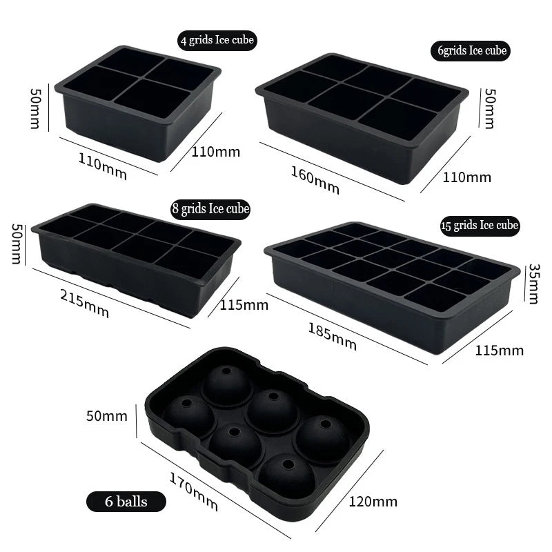 Silicone Ice Cube Tray 4/6/15 Square Ice Cube Moulds 3 x 3 cm Reusable
