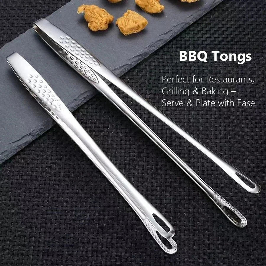 Long Stainless Steel Kitchen Tongs Non-Slip Heat Resistant BBQ Grill