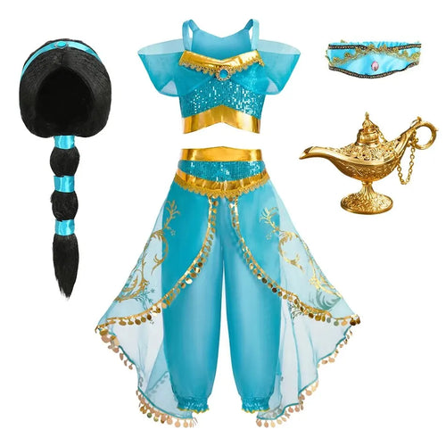 Kids Arabian Princess Dress Girls Halloween Jasmine Costume Children