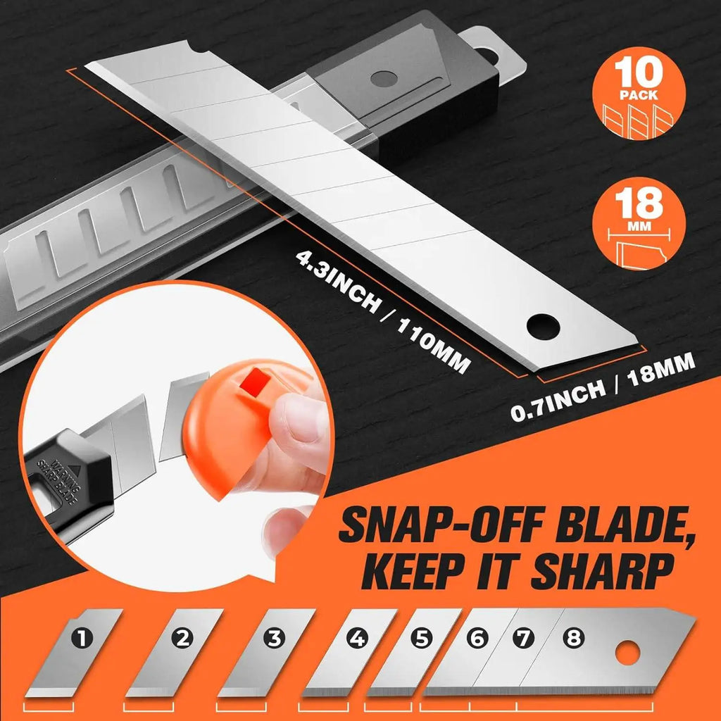 3 Pack Utility Knife Box Cutter Retractable, Compact Box Knife for