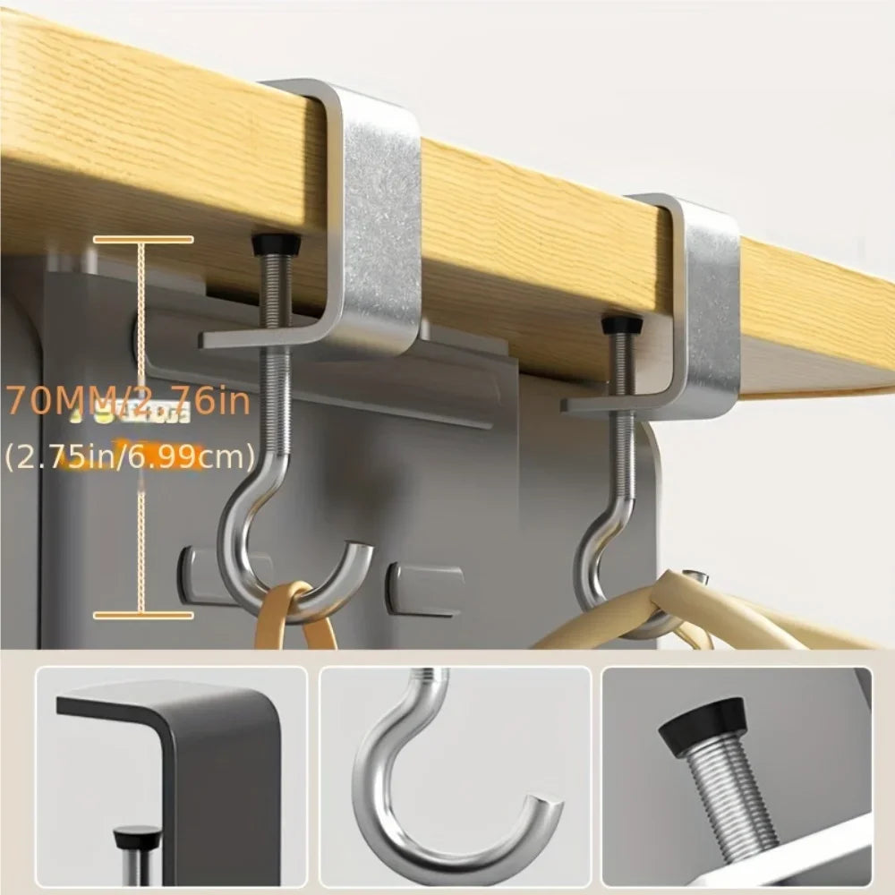 1/2pcs 360° Rotatable Steel Table Hooks - Detachable, Non-Destructive