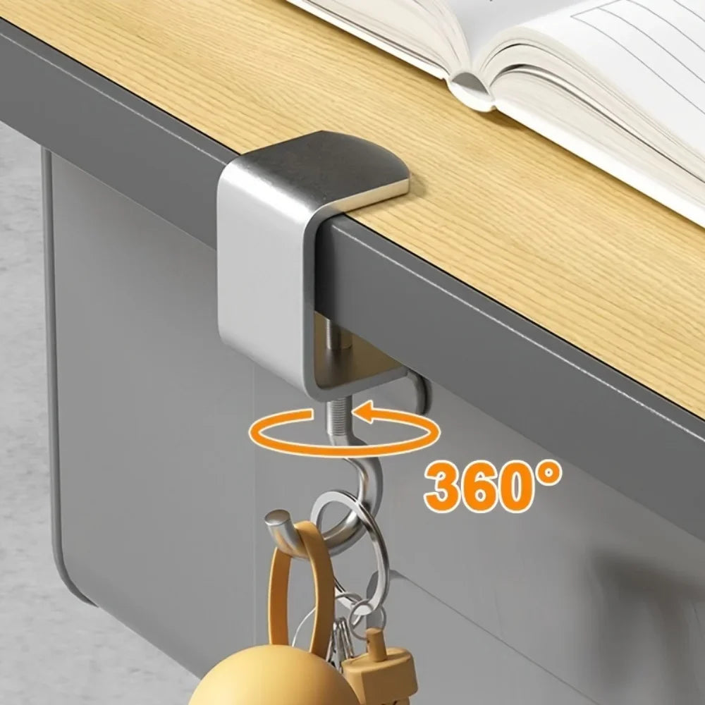 1/2pcs 360° Rotatable Steel Table Hooks - Detachable, Non-Destructive