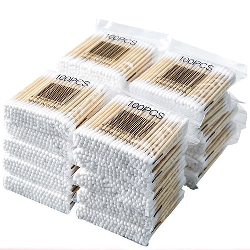 100pcs Disposable Double-ended Cotton Swabs for Ear Cleaning and