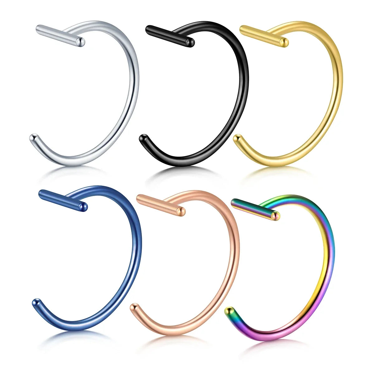 1PCS Fake Piercing Lip Rings Nose Nostril Ring Septum Clip On Mouth