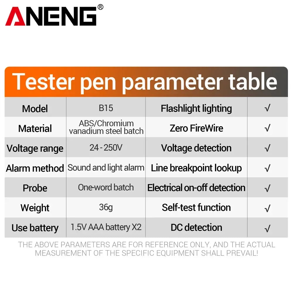 ANENG B15 Induction Teste Pen Highlight Color Light Professional AC