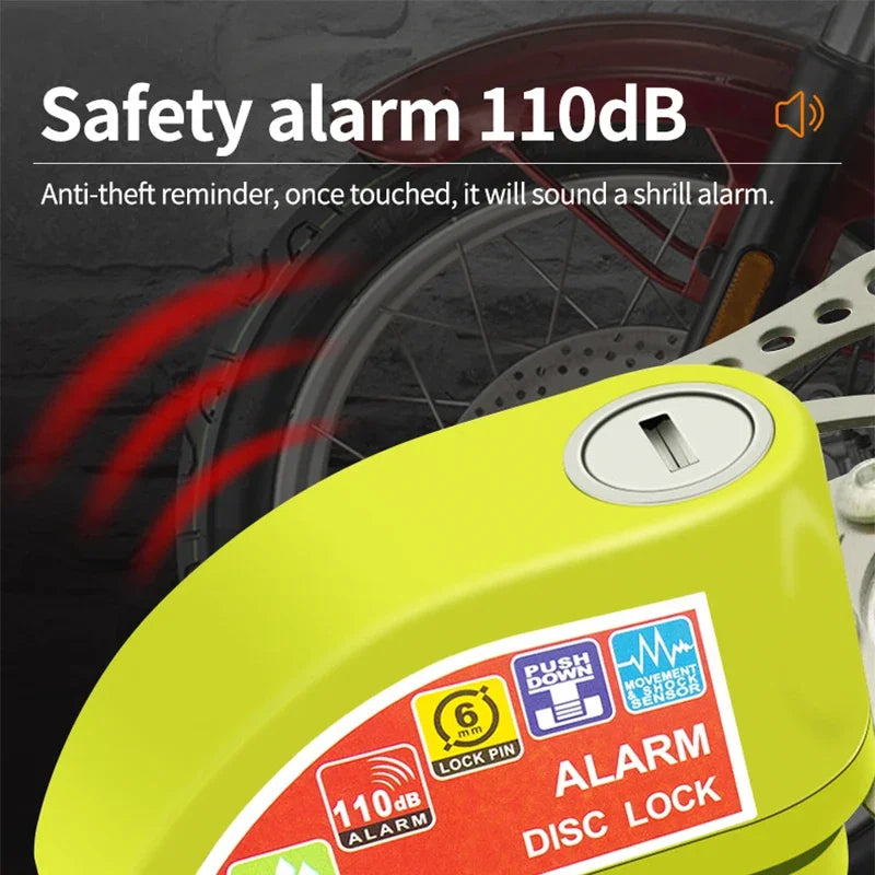 Motorcycle Scooter Bicycle  Alarm Lock Wheel Disc Brake Waterproof