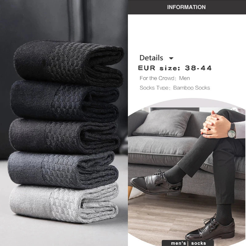 5 Pairs Men Bamboo Fiber Crew Casual Socks Man High Quality Spring