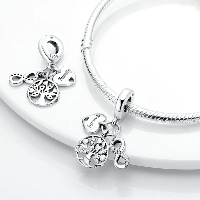 925 Sterling Silver Charms Beads Pendant Tree of Life Dog Elephant