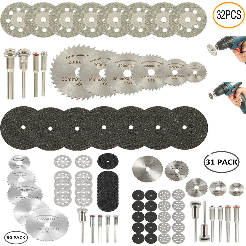 6-32Pcs Mini Circular Saw Blade Set Sanding Grinding Wheel Cutting