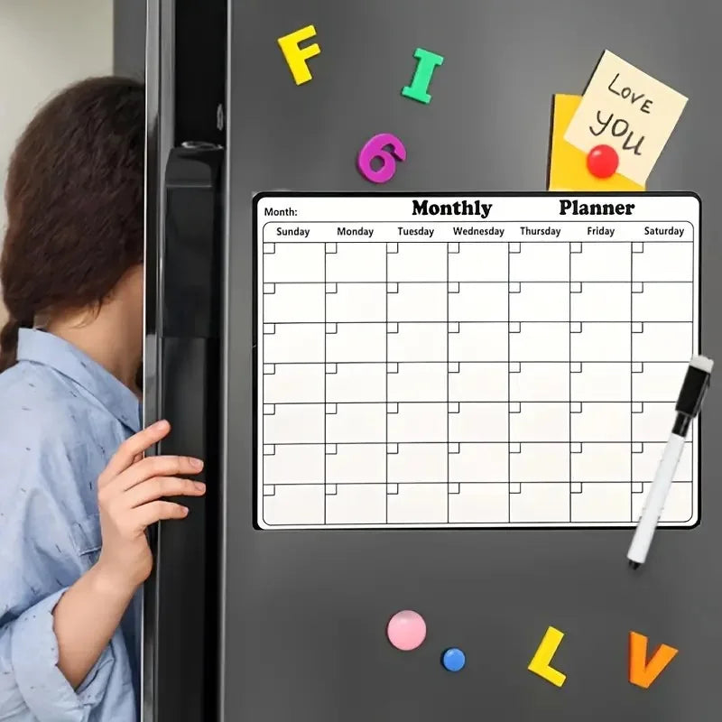 Fridge  magnets Monthly Calendar Magnetic Stickers Waterproof Erasable