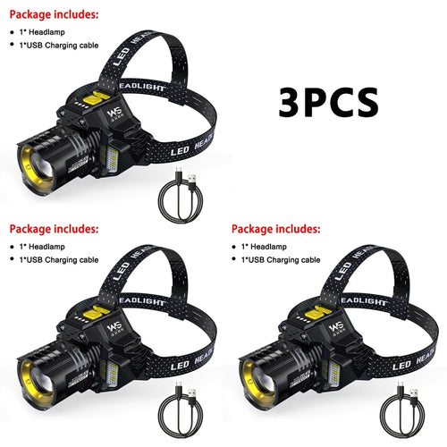 Powerful LED Headlamp Motion Sensor Headlight 18650 Rechargeable COB
