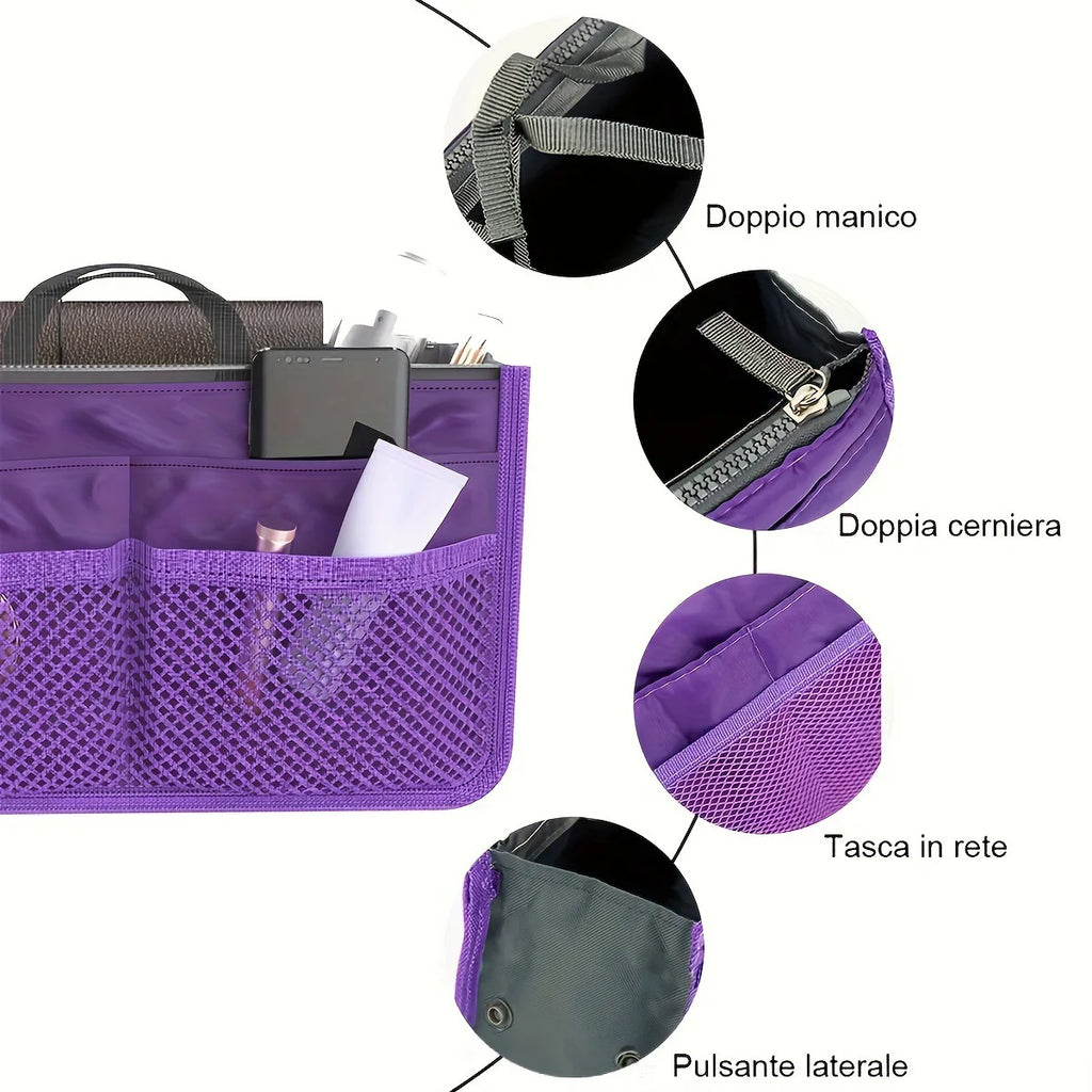 Multifunctional Bi-fold Storage Bag Double Zipper Large Capacity