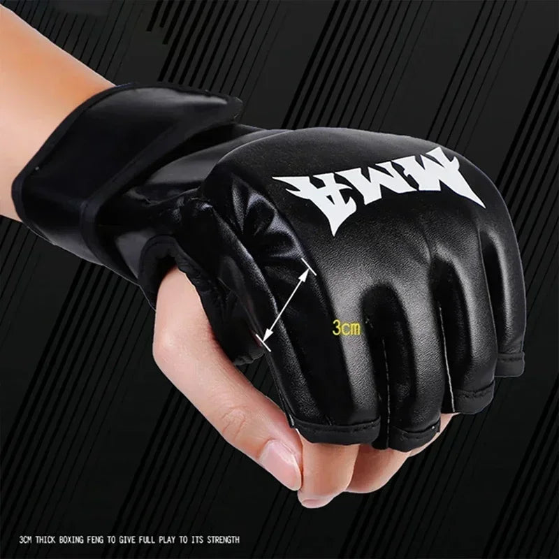 Professional Boxing Training Gloves Half Finger Leather Cushion for