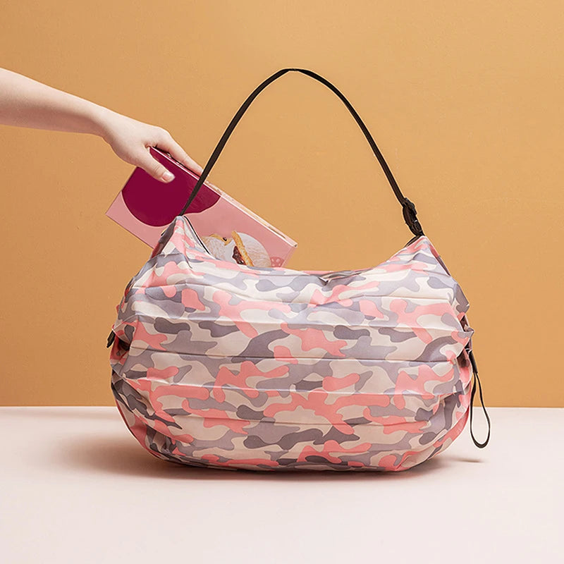 Foldable Storage Bag With Handle Portable Travel Camouflage Handbags