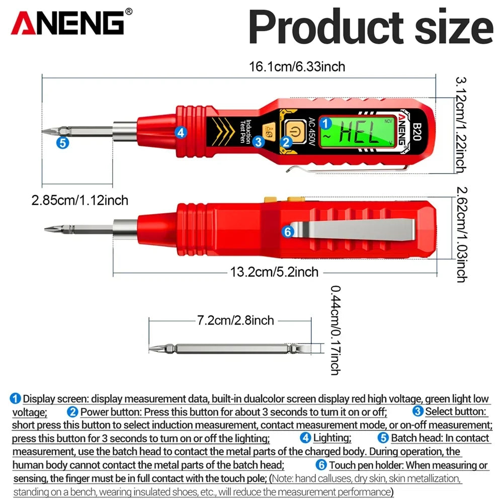 Dual-use Screwdriver Voltage Tester Pen ANENG B20 Double Head