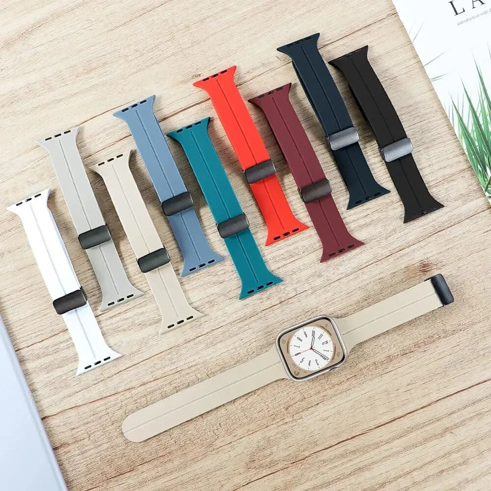 20mm 22mm Magnetic D Type Clasp Silicone Watch Band for Samsung Galaxy