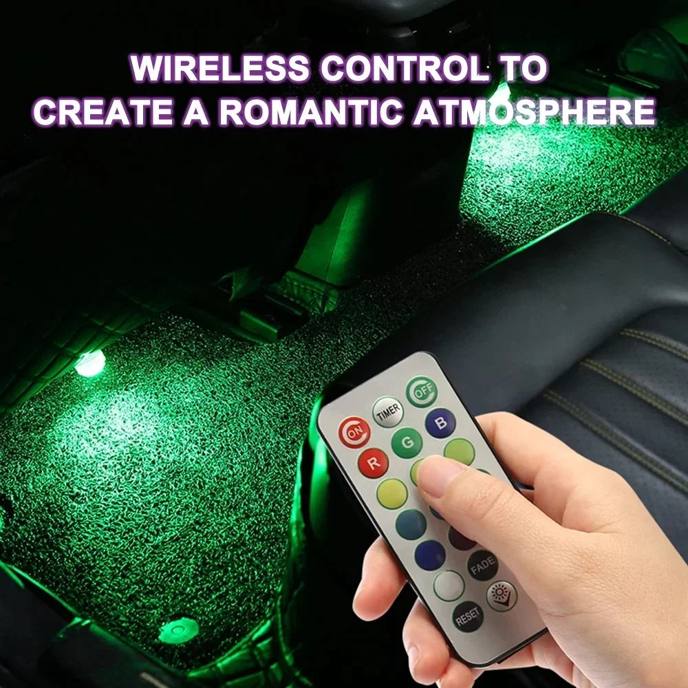 Wireless Adhesive LED Car Interior Ambient Light Remote Control Decor