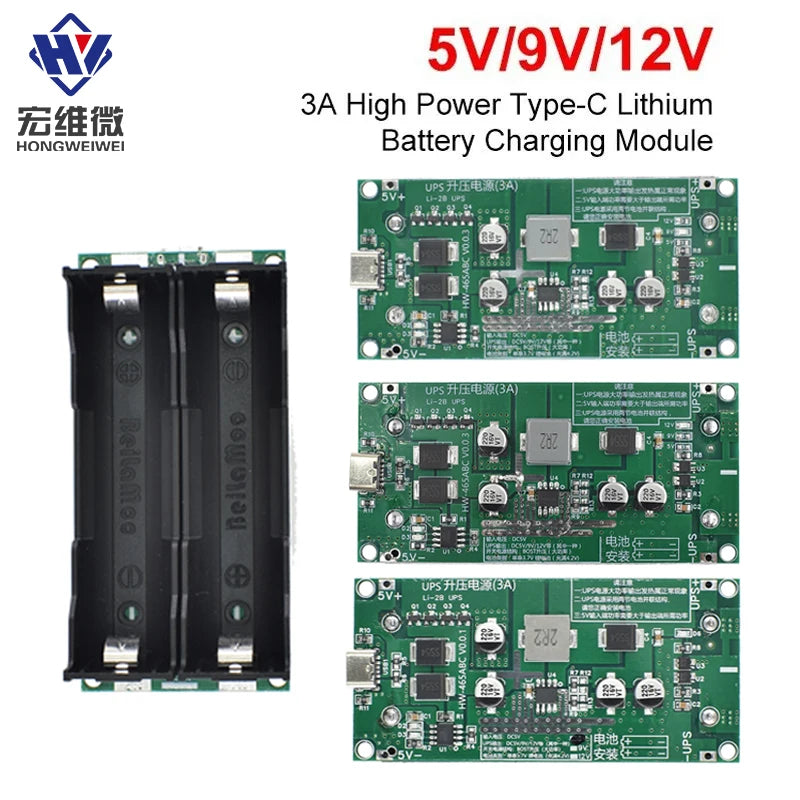 Type-C 15W 3A Fast Charge UPS Power Supply / 18650 Lithium Battery