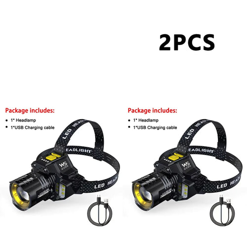 Powerful LED Headlamp Motion Sensor Headlight 18650 Rechargeable COB