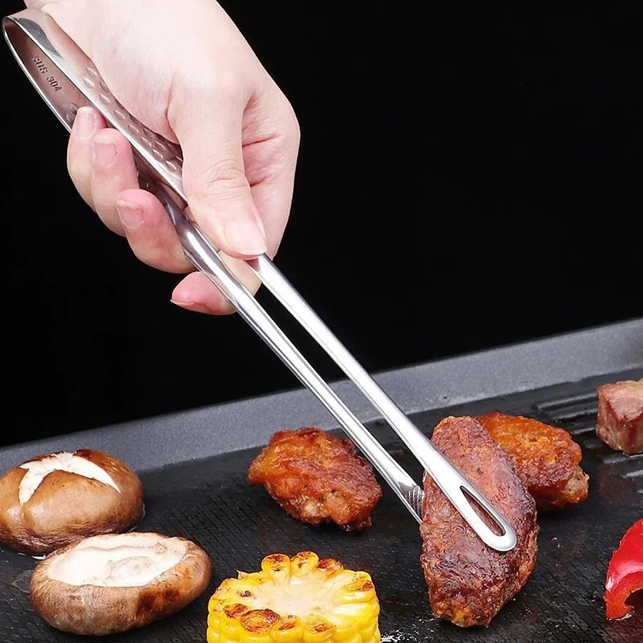 Long Stainless Steel Kitchen Tongs Non-Slip Heat Resistant BBQ Grill