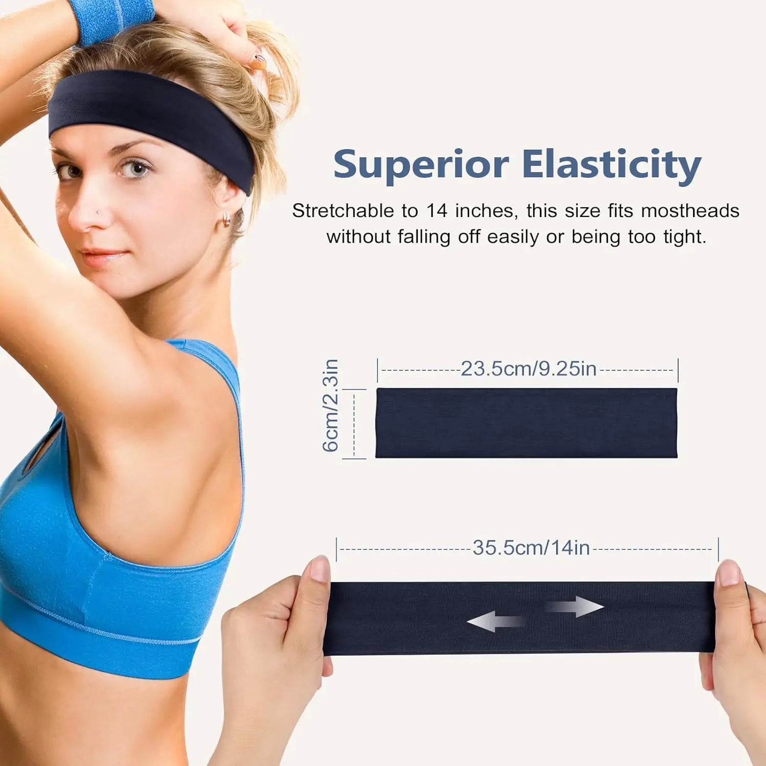 6pcs Simple Basic Solid Color Sports Yoga Headband to Absorb Sweat For