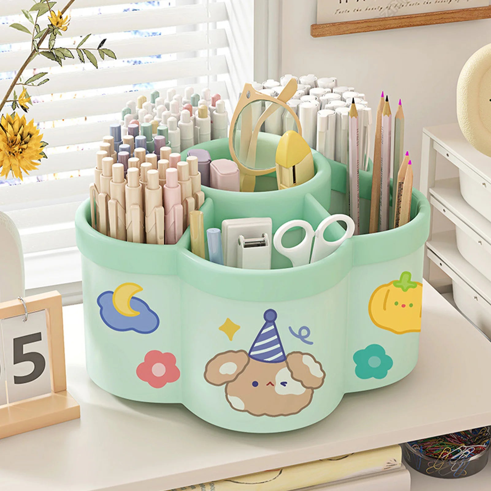 Rotating Pen Holder Desk Organizers Large Capacity Pen Storage Box