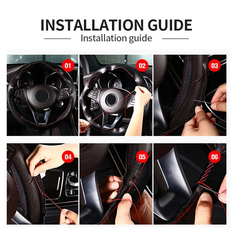 Genuine Leather Steering Wheel Cover For Car Braiding Steering Wheel