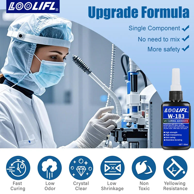 Highly transparent UV glue, waterproof, UV-enhanced curing, used for