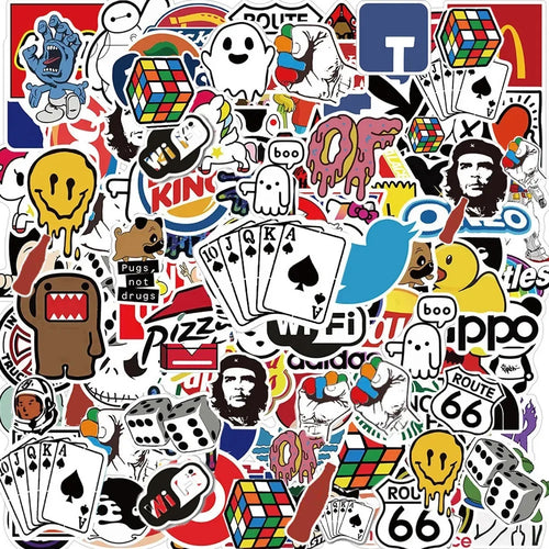 50/100/300Pcs Fashion Cool Brand Logo Stickers Aesthetic Motorcycle