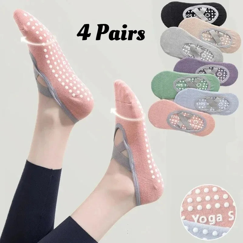 1/ 4Pair Professional Women Yoga Sock Silicone Anti-slip Ballet