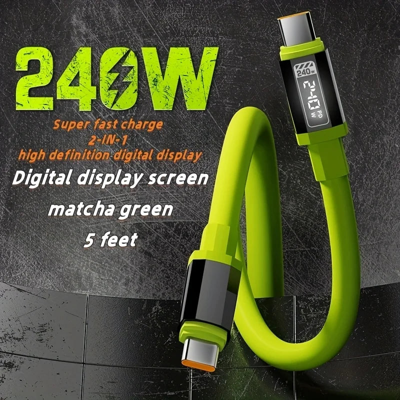 1.5m Fast Charging 27/120/240W USB Type-C To Type-C Cable Real-Time