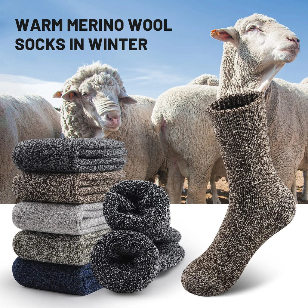 3 Pairs Winter Thick Warm Men’s Wool Socks Outdoor Thermal