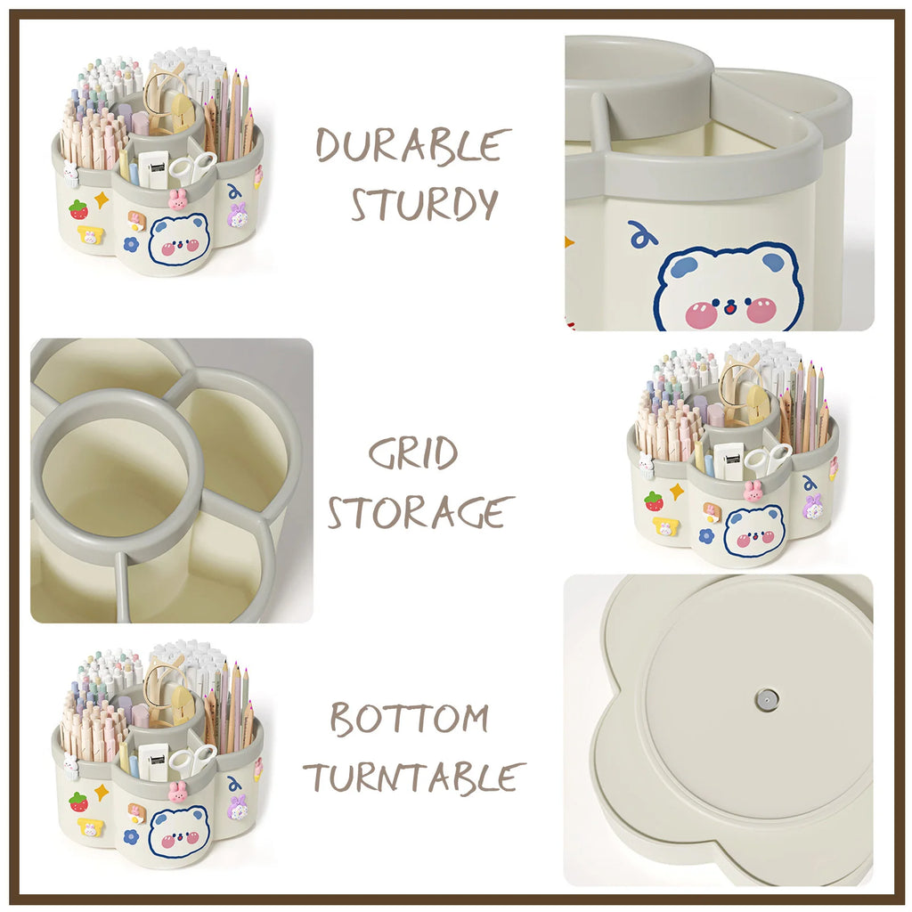 Rotating Pen Holder Desk Organizers Large Capacity Pen Storage Box