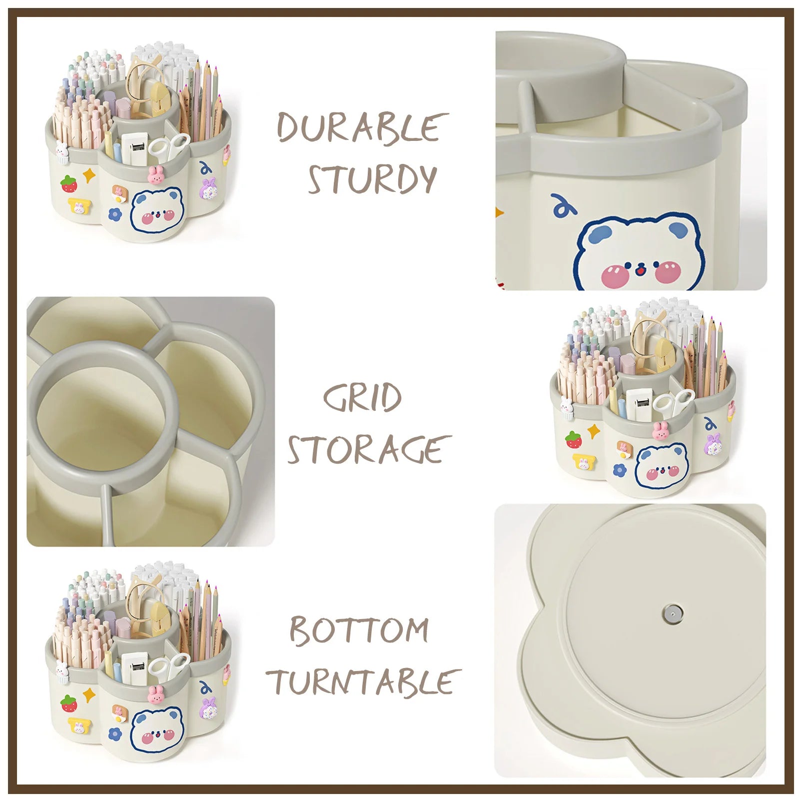 Rotating Pen Holder Desk Organizers Large Capacity Pen Storage Box