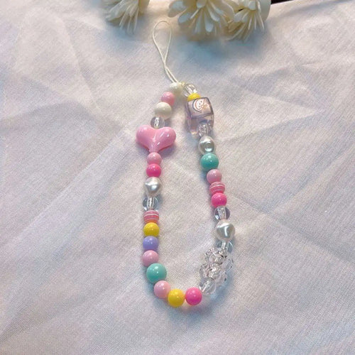 Phone Anti-lost Lanyard Key Short Wrist Pendant Colorful Macaron Round