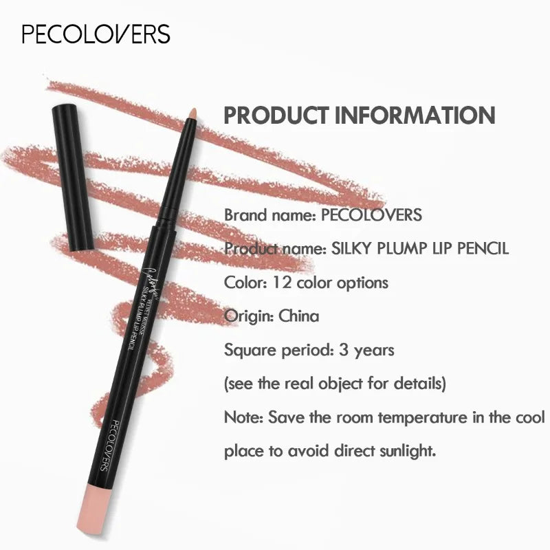 12-Color Matte Lipliner - Waterproof, Moisturizing, Long-Lasting &