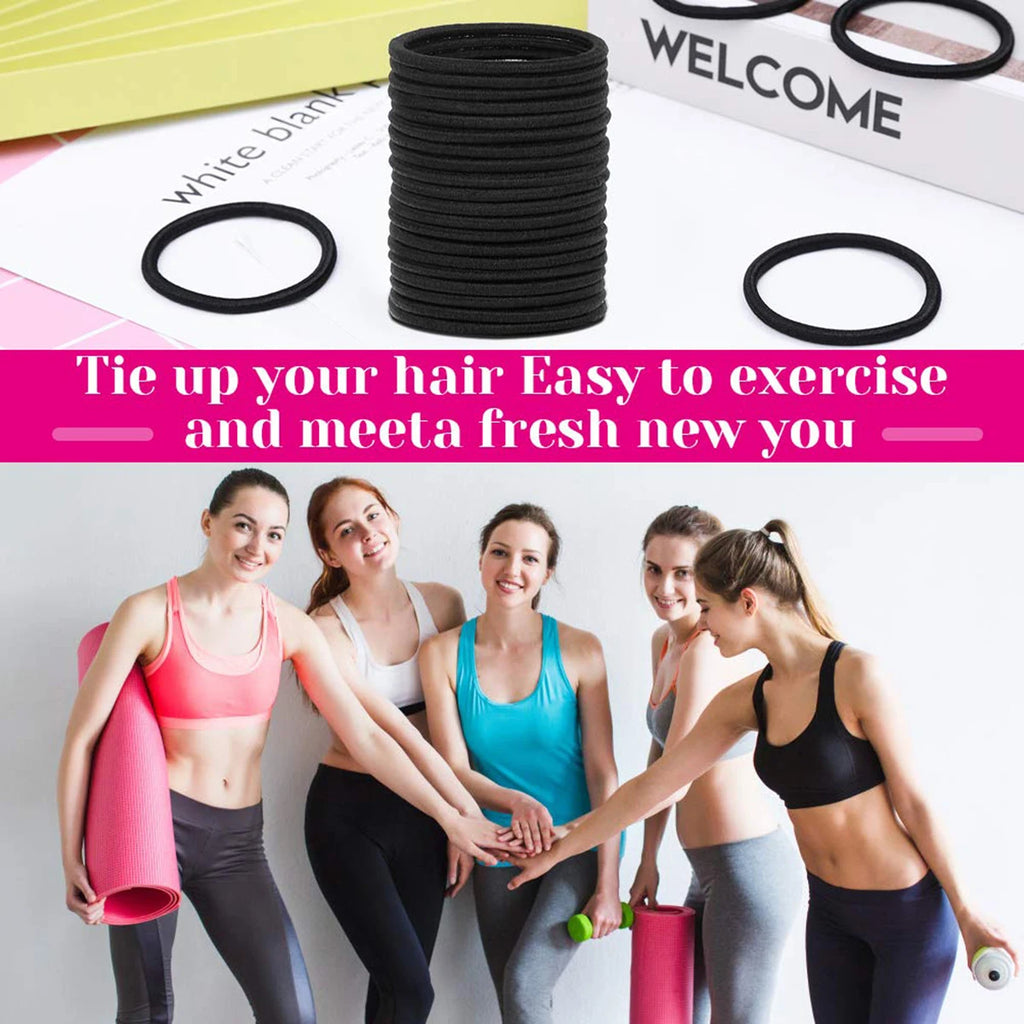 98 Pcs Black Elastics Small Hair Ties Elastics Small Hair Rubber Bands