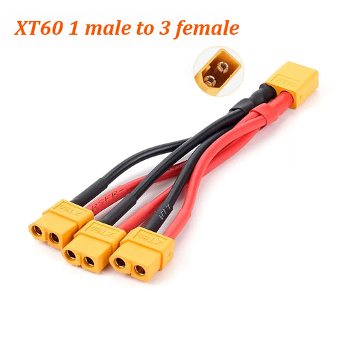 XT60 Parallel Battery Connector 3-Way 14AWG Silicone Wire Male/Female