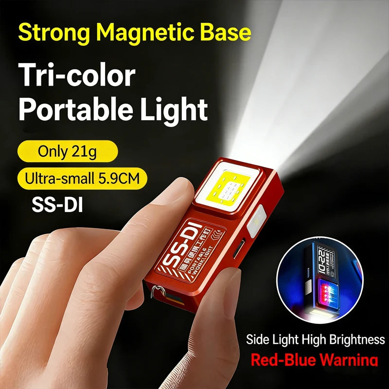 Mini COB LED Flashlight USB C Rechargeable Powerful Work Light  with