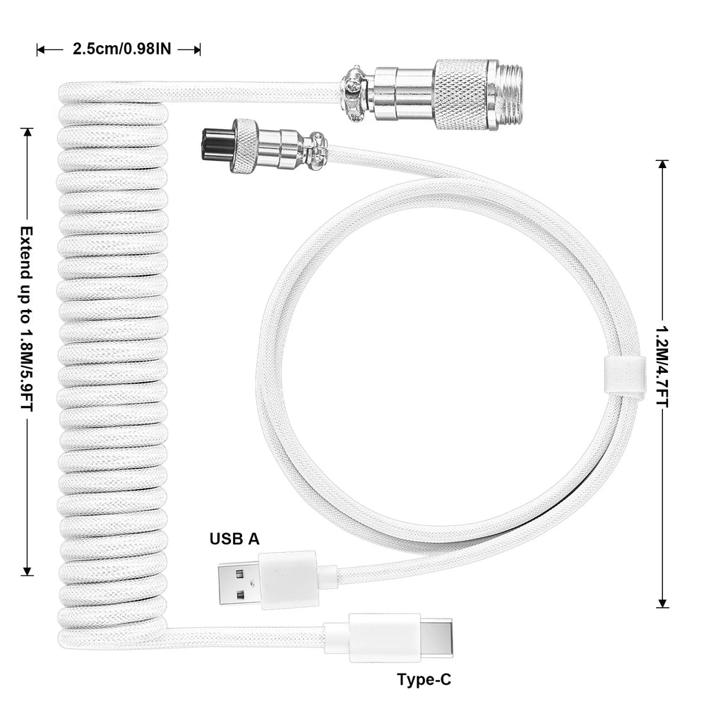 Coiled Keyboard Cable Type C To USB-A Mechanical Keyboard Cable