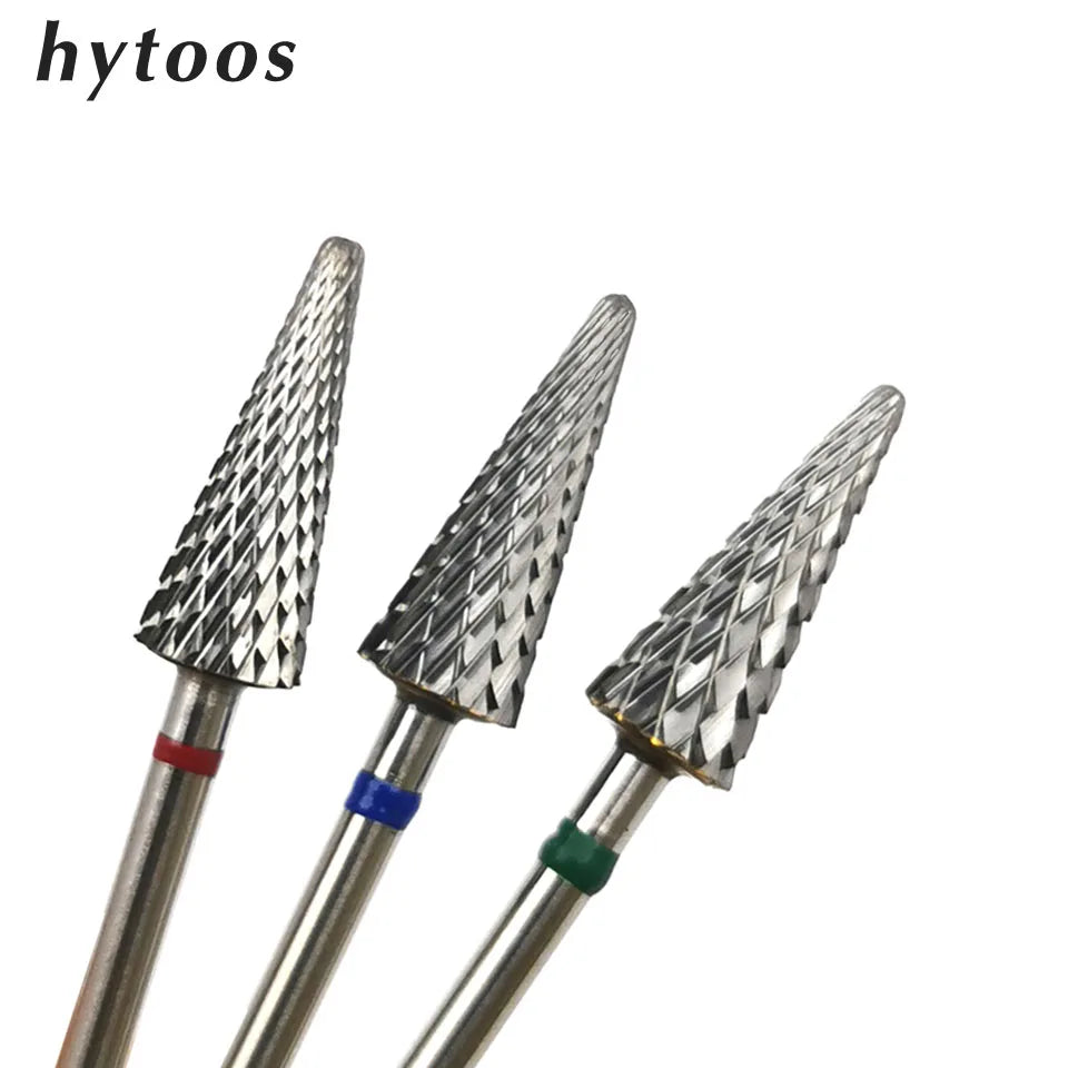 HYTOOS Cone Shape Nail Drill Bit Carbide Milling Cutter For Manicure