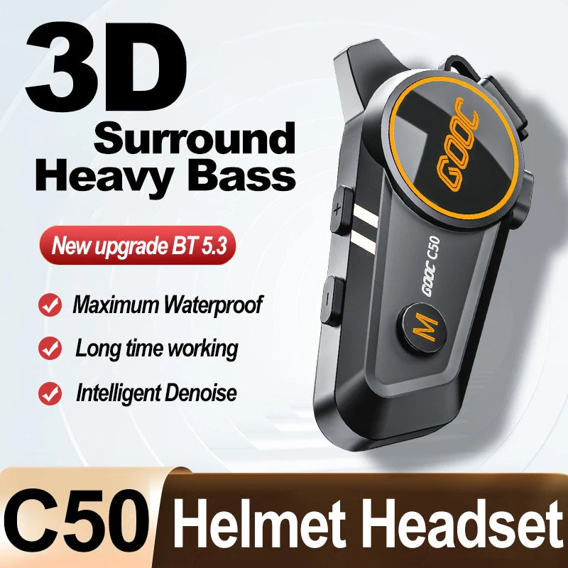 3D Surround Heavy Bass Motorcycle Helmet Headset Stereo Bluetooth